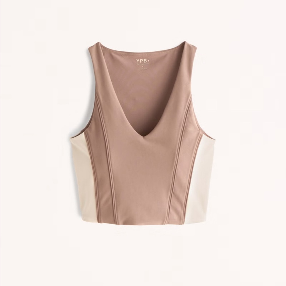 Abercrombie & Fitch YPB Tan and Cream Workout Sports Bra